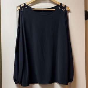 Papermoon Black Blouse with Grommet Accents